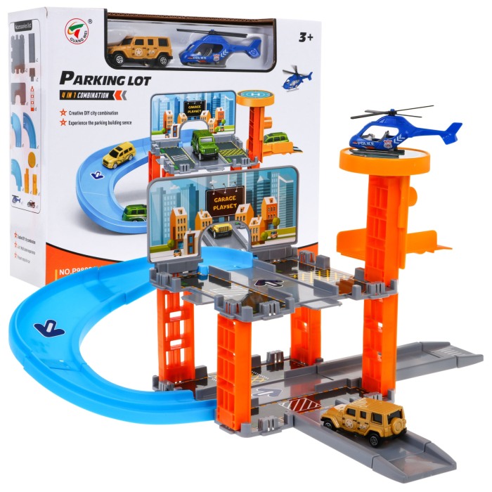 Parcare de jucarie pe 3 nivele din plastic, cu elicopter si masina [2]