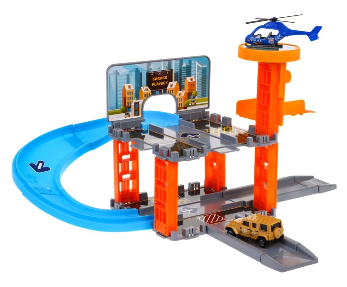 Parcare de jucarie pe 3 nivele din plastic, cu elicopter si masina [6]