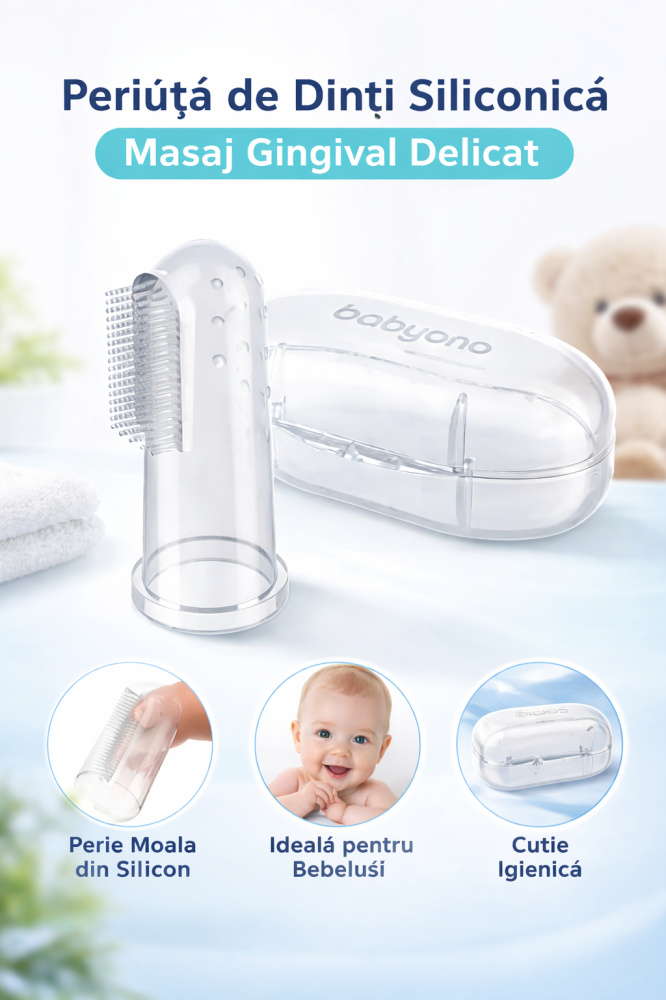 Periuta de Dinti Siliconica BabyOno - Masaj Gingival si Curatare Delicata [15]