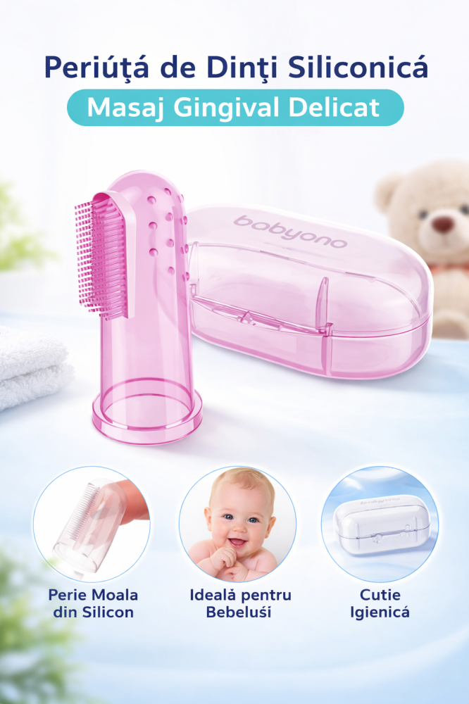 Periuta de Dinti Siliconica BabyOno - Masaj Gingival si Curatare Delicata [13]