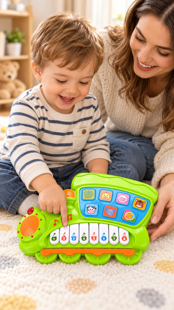Pian educativ electric pentru copii locomotiva verde 18 luni+ [4]