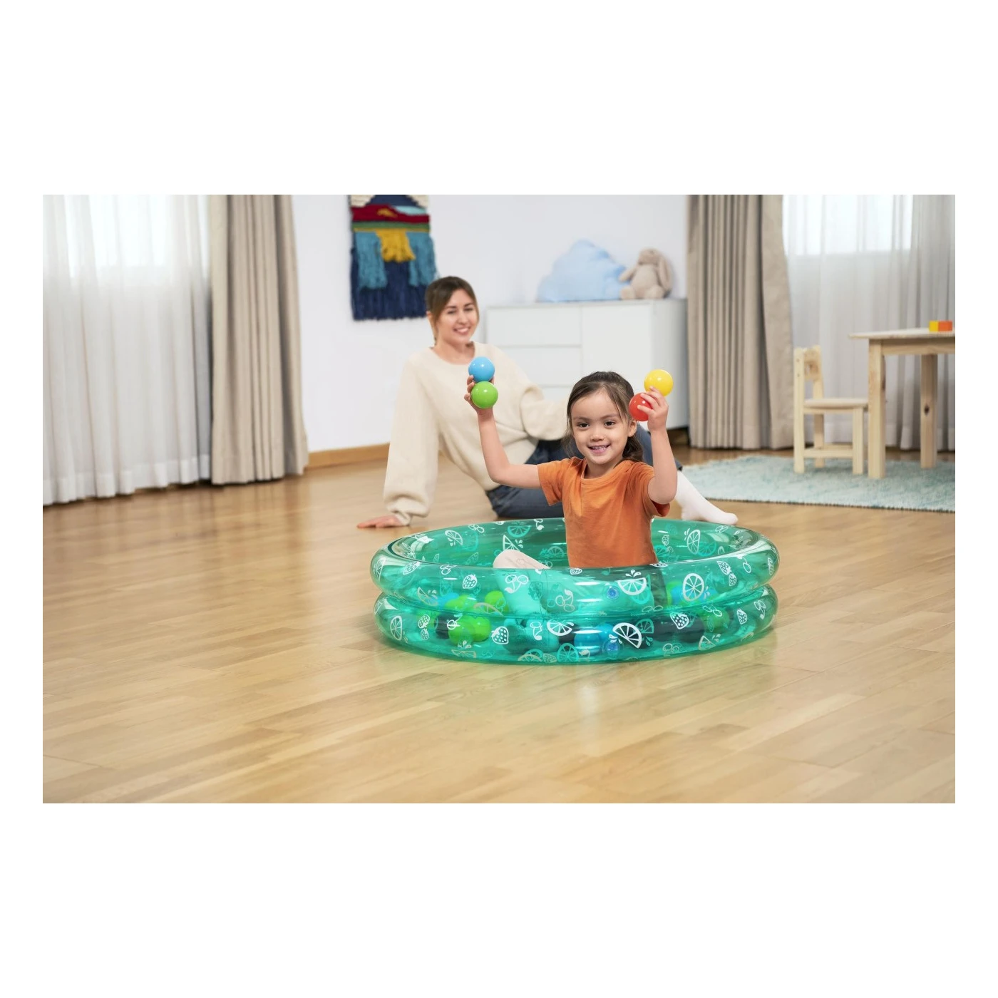 Piscină gonflabilă 2 în 1 Bestway cu bile colorate pentru copii mici [4]