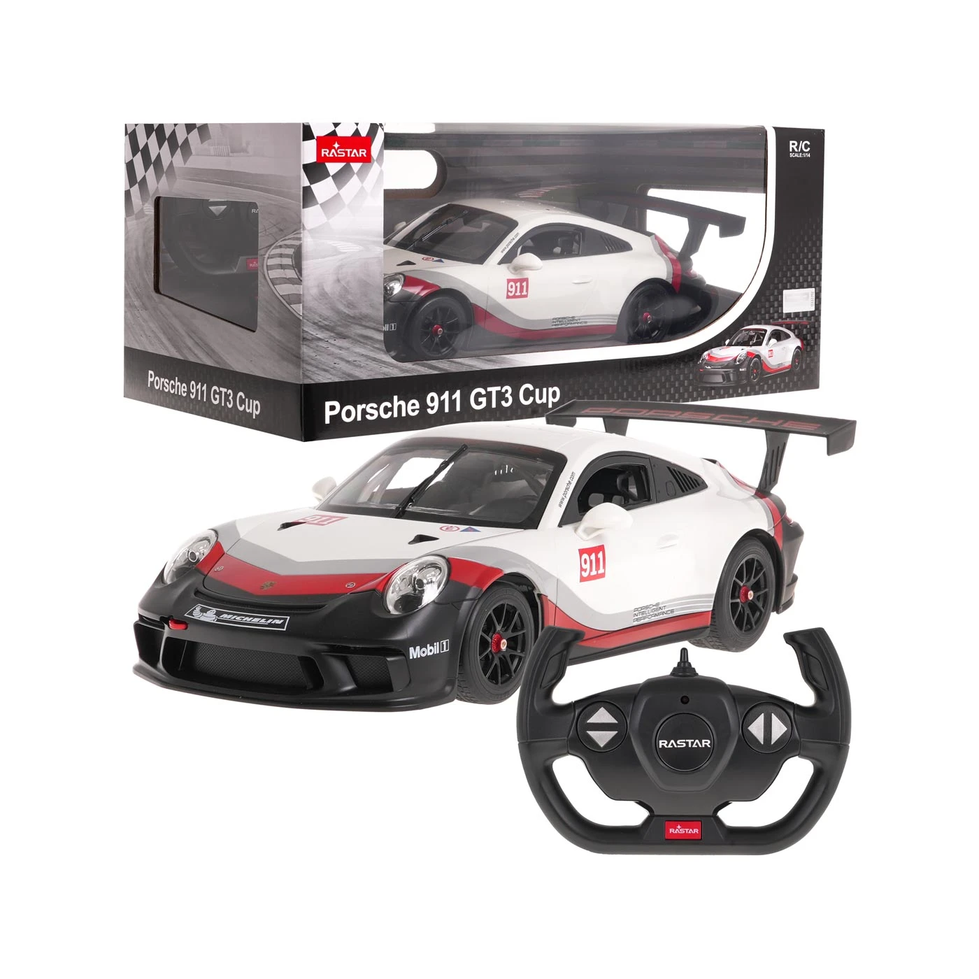 Porsche 911 GT3 RC Rastar telecomandă licențiat alb 1:14 [1]