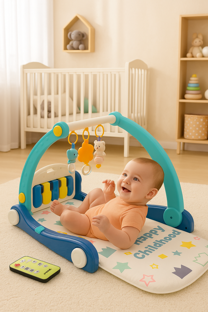 Premergător 2 în 1 cu covoraș muzical Albastru [2]