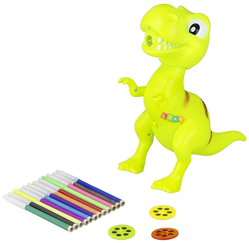 Proiector creativ pentru copii – forma dinozaur, 18 modele, cu pixuri si caiet inclus [2]