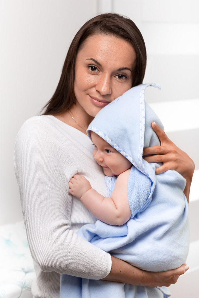 Prosop de baie cu gluga, pentru bebelusi 100% bumbac, Sensillo [15]