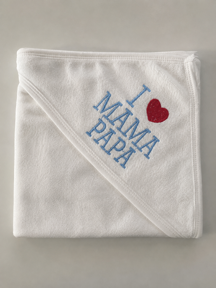 Prosop I LOVE MAMA PAPA cu gluga baieti Gulunce albastru 3-12 luni [2]