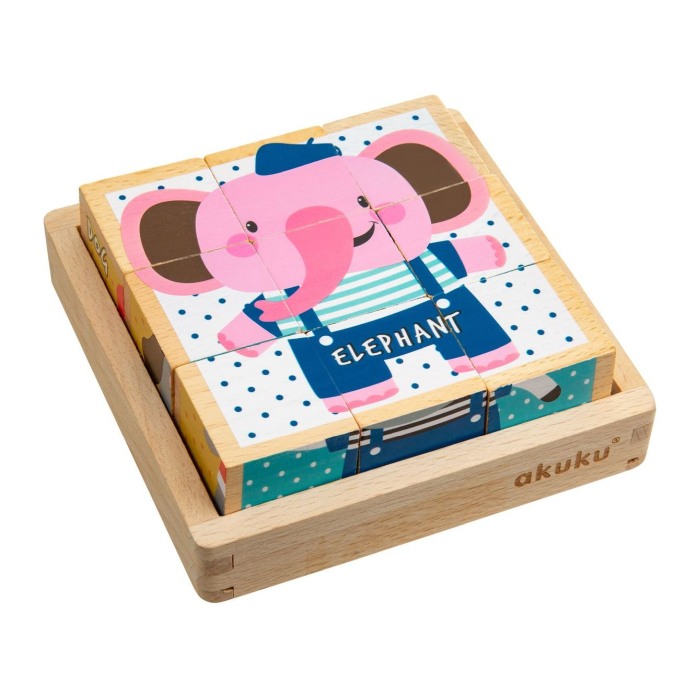 Puzzle din cuburi de lemn Akuku (6 IMAGINI DIFERITE) [2]