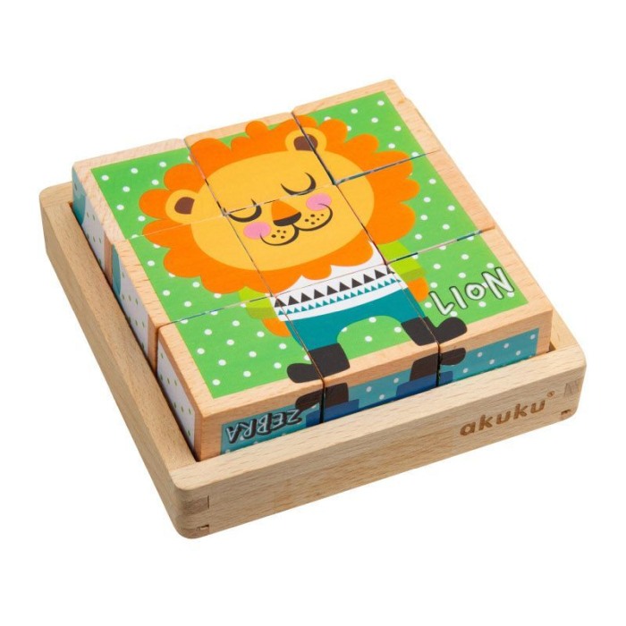 Puzzle din cuburi de lemn Akuku (6 IMAGINI DIFERITE) [5]