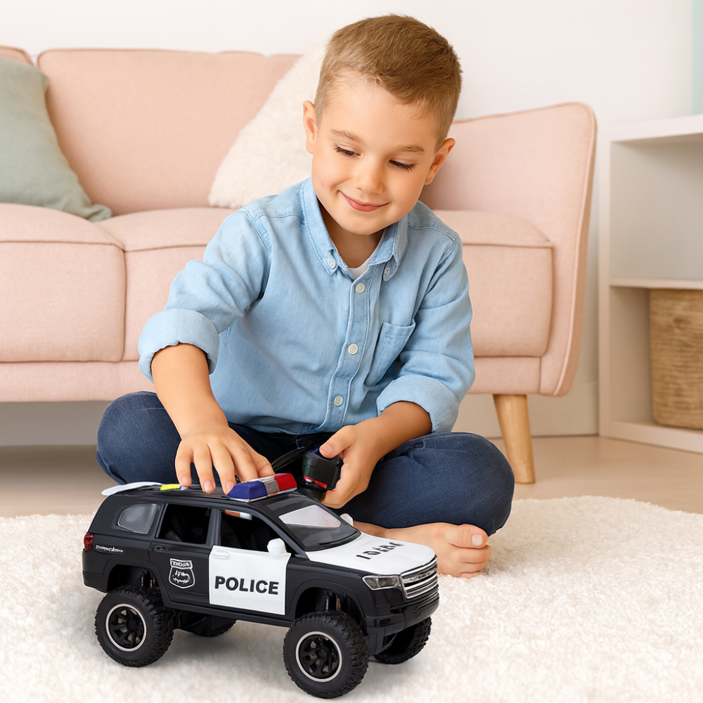 Raptor Police Off-Road Vehicle Black 1:14 cu Lumini LED, Sunete si Drive Pull-Back [1]