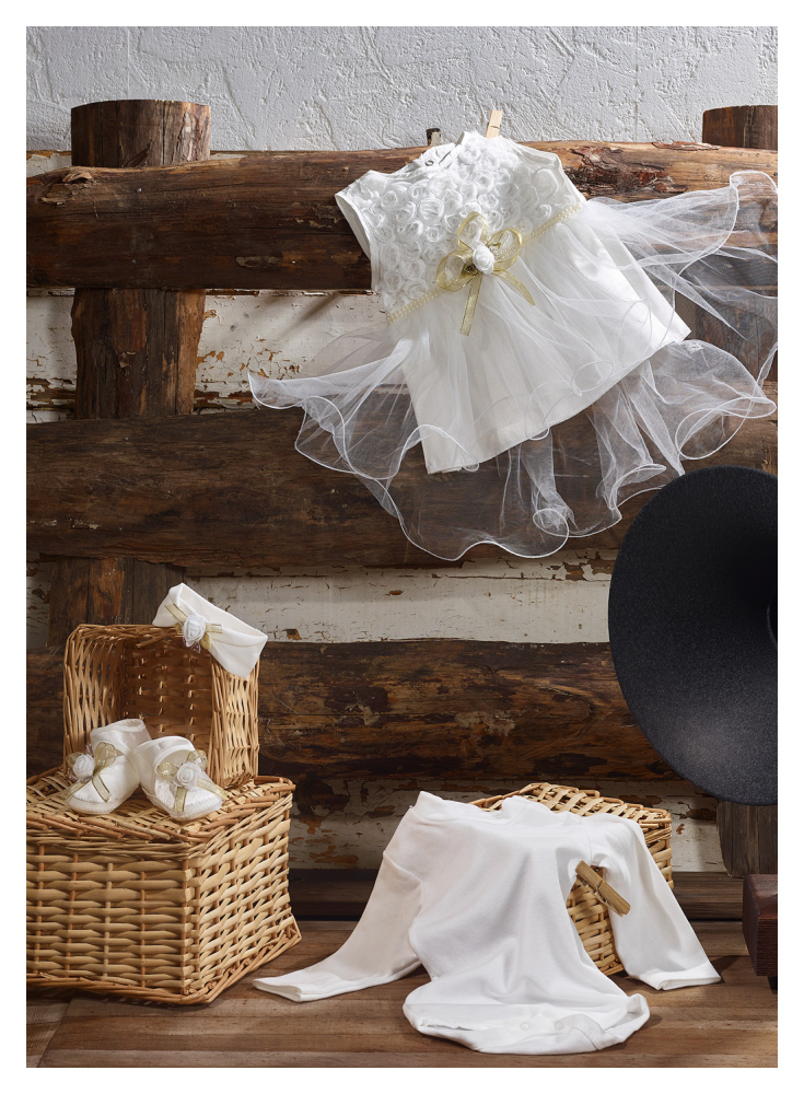 Rochie fetite eleganta 4 piese alb Babylia [2]