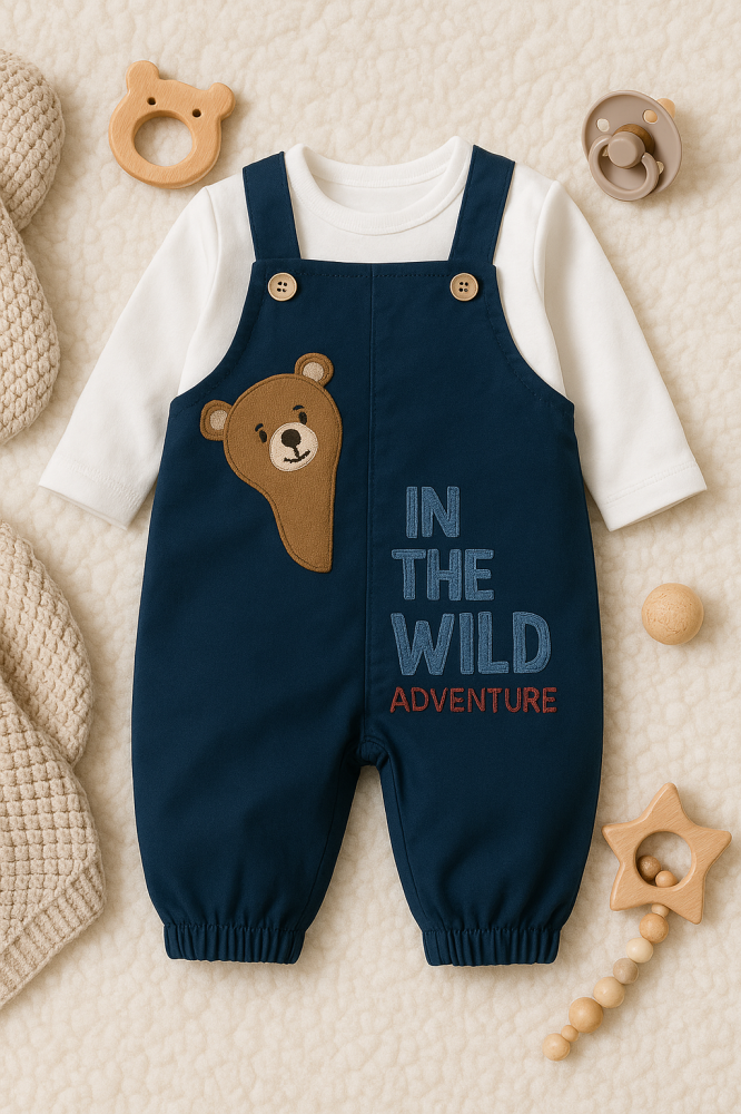 Salopeta Bebelusi Baieti cu Ursulet – 100% Bumbac 9-12-18 luni Blue [2]