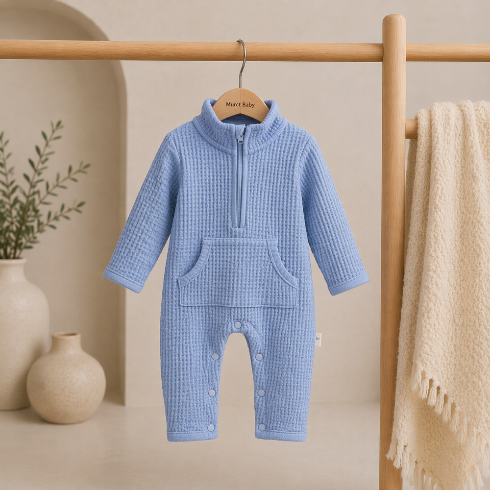 Salopeta bumbac albastru bebelusi baieti cu fermoar Murat [2]