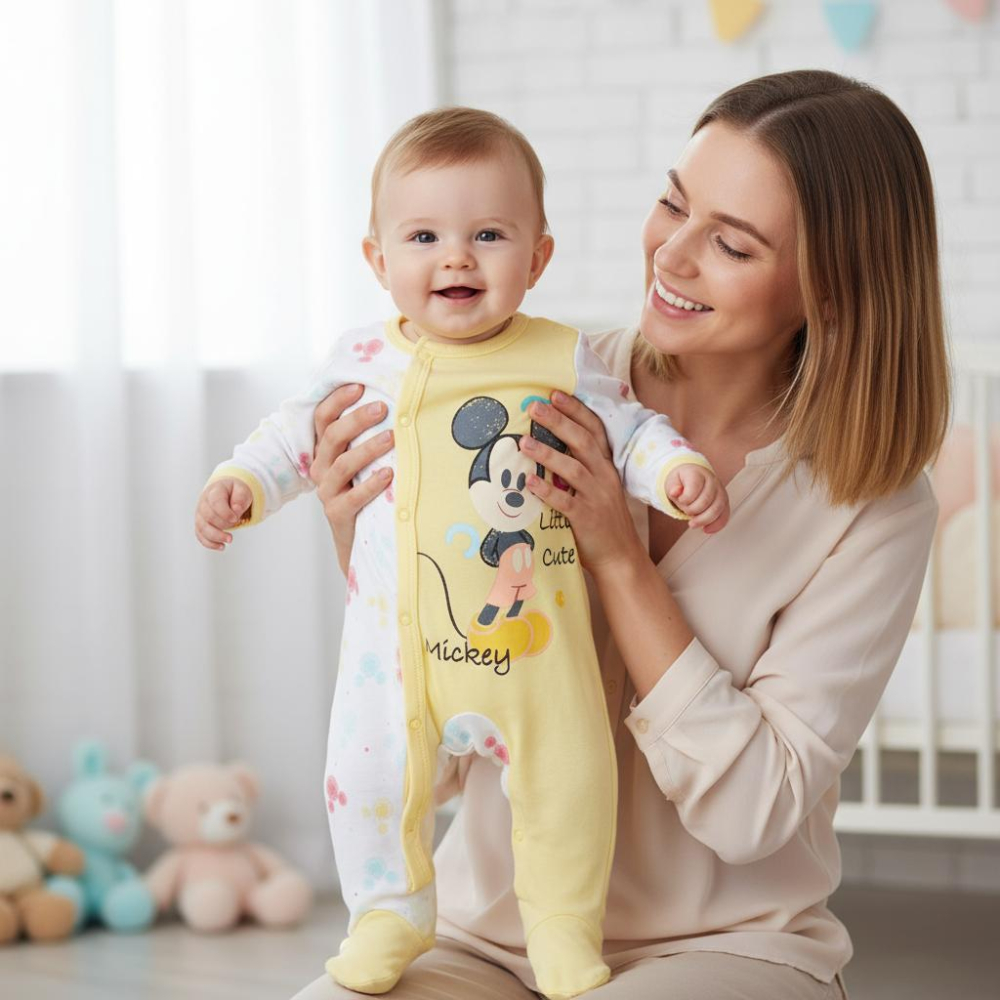 Salopetă Mickey Mouse bebeluși bumbac cu botoșei – Disney [5]