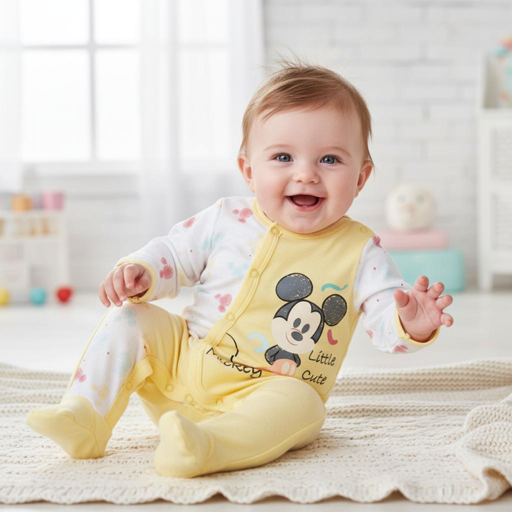 Salopetă Mickey Mouse bebeluși bumbac cu botoșei – Disney [6]