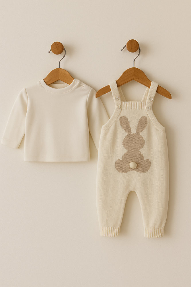 Salopeta tricotata pentru Bebelusi 6-9-12 Luni Iepure miniKay [3]