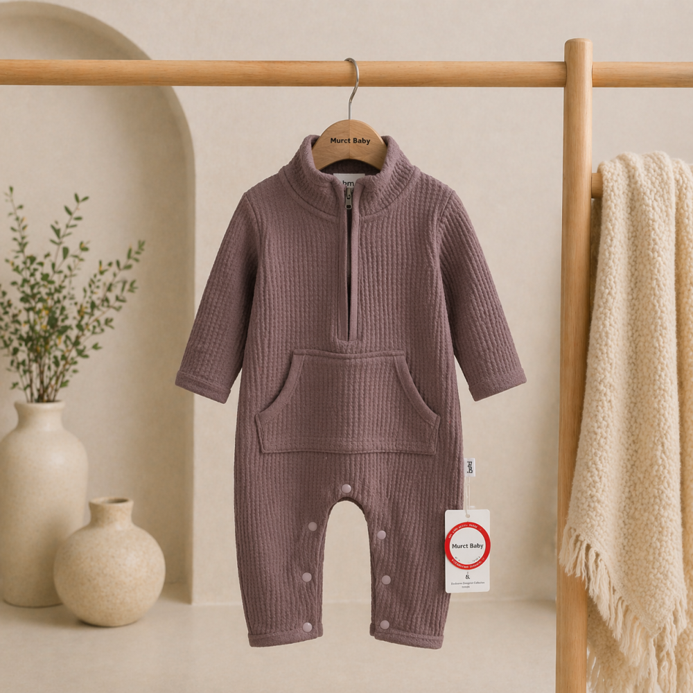 Salopeta bumbac maro bebelusi baieti cu fermoar Murat [2]