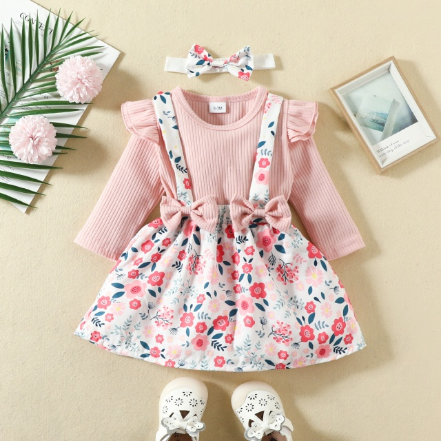 Sarafan cu body roz pudra - Little flowers [2]