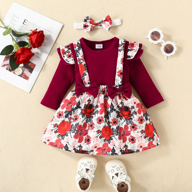 Sarafan cu body visiniu - Little flowers [3]