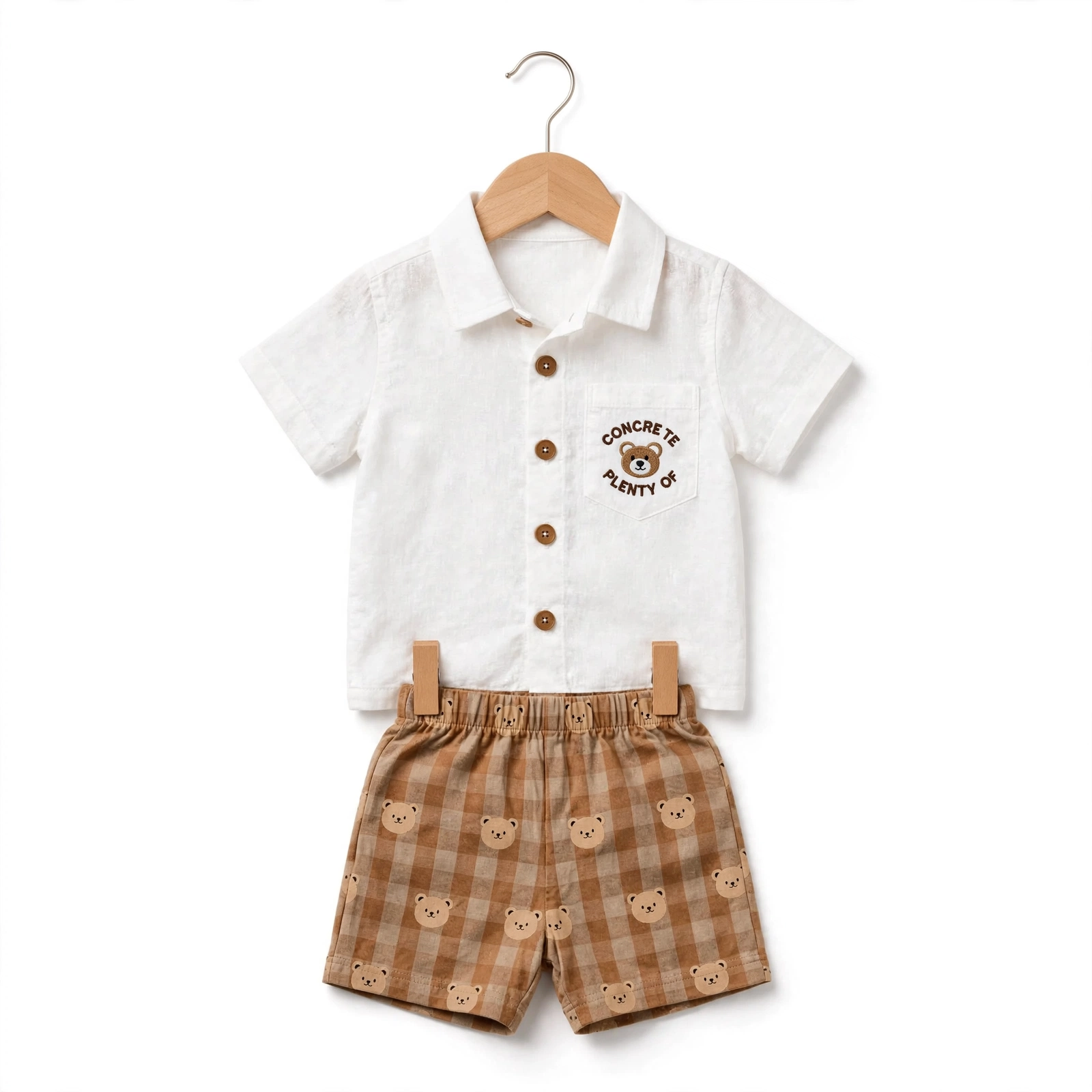 Set 2 piese baieti CITIR, camasa alba si pantaloni scurti din bumbac, 6-24 luni [6]