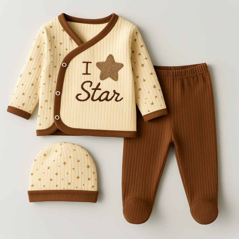 Set 3 piese nou-nascut Zem Baby din bumbac 100% 0-3 luni [3]