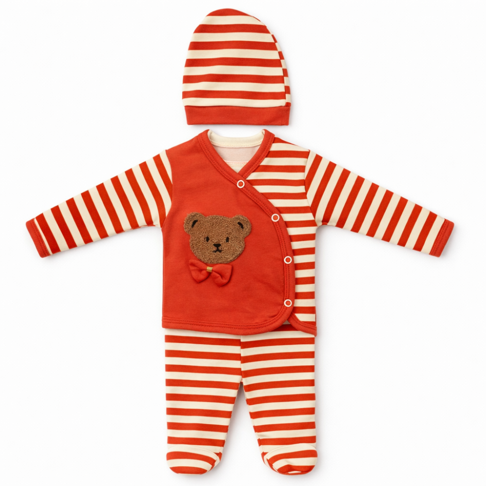 Set 3 piese nou nascuti 0-3 luni gonca bebe portocaliu [2]