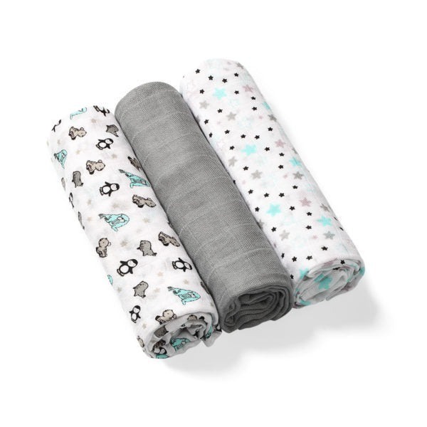 Set 3 scutece din bumbac si bambus Baby Ono, Gri [2]