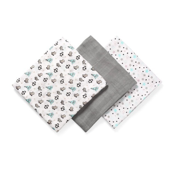 Set 3 scutece din bumbac si bambus Baby Ono, Gri [3]