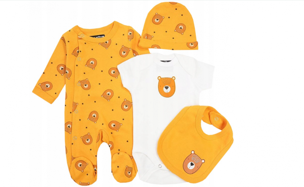 Set Cadou Nou-Născut 4 Piese – Bumbac 100% Moale, Imprimeu Ursuleț [6]