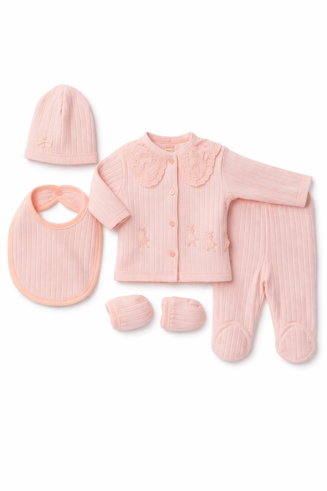 Set 5 piese bebe 0-3 luni roz [2]