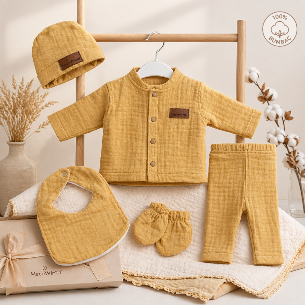 Set 6 piese pentru Nou Nascuti, Muselina galben [3]