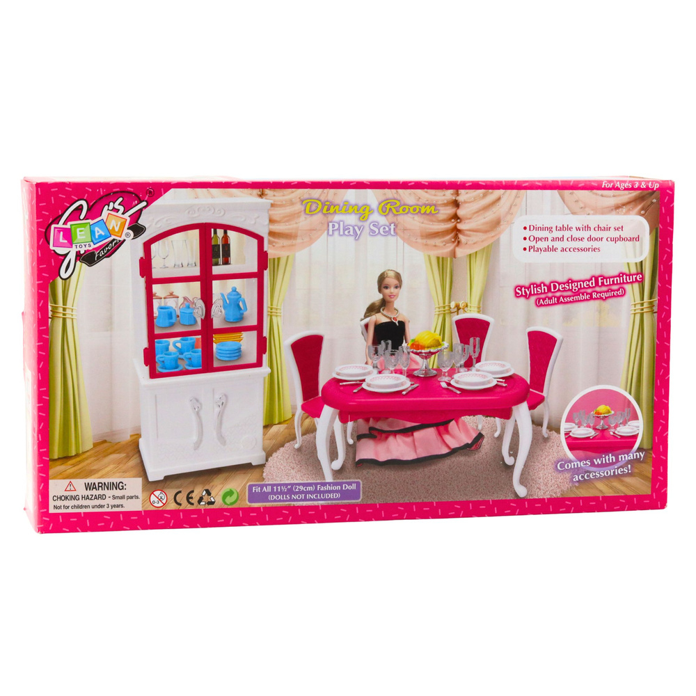 Set Sufragerie pentru Papusi: Masa, Scaune, Comoda si Vesela [5]