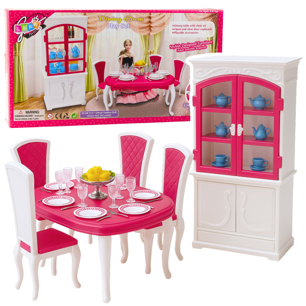 Set Sufragerie pentru Papusi: Masa, Scaune, Comoda si Vesela [2]