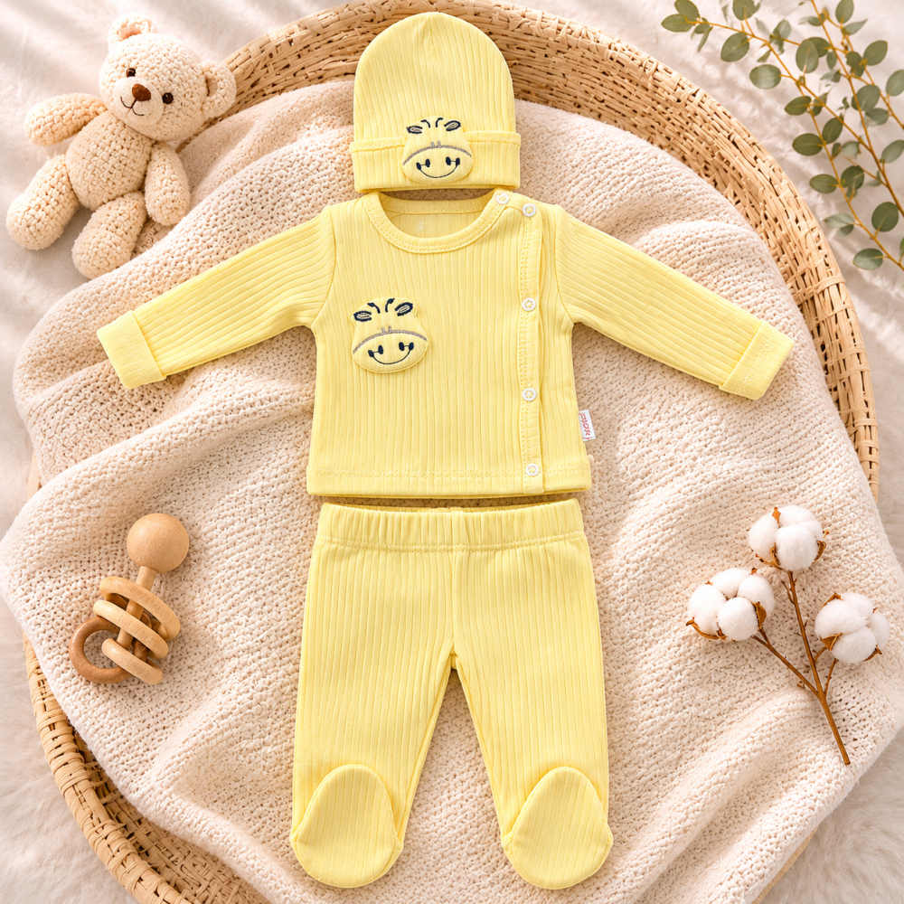 Set bebe 3 piese galben din bumbac nanababy [2]