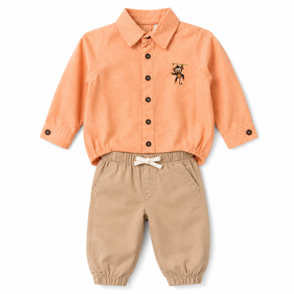 Set bebe elegant camasa body pantaloni si palarie Oryeda [2]