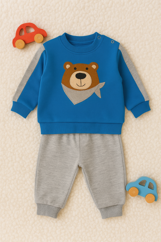 Set bluzita cu pantaloni 100% Bumbac cu Ursulet Gules [2]