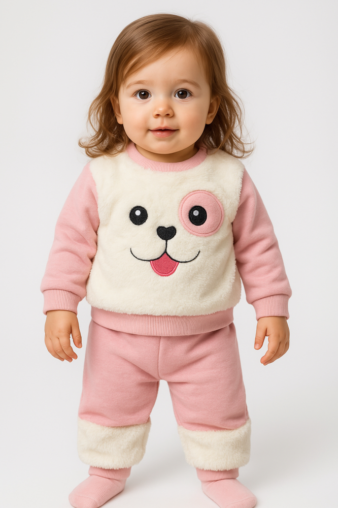 Set bluzita si pantaloni asortati fetite Roz [3]