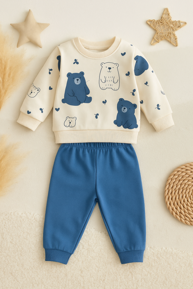 Set bluzita si pantaloni din Bumbac cu Ursuleti Imprimati [3]