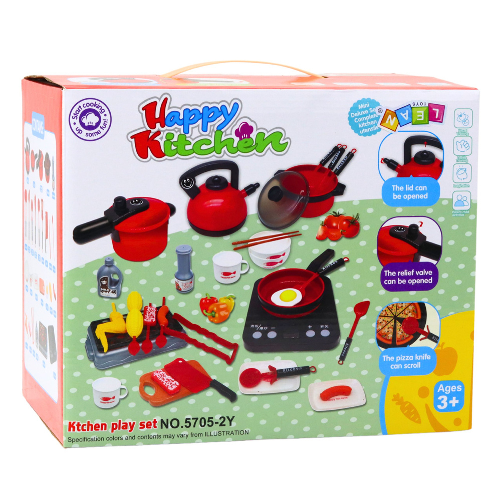 Set bucatarie cu oale, mancare si plita cu baterii, 36 piese [3]