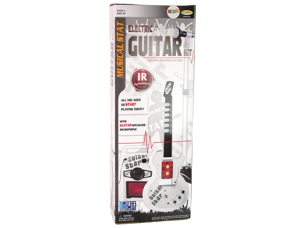 Set chitara electrica cu microfon si boxa, conectare telefon, lumini si melodii (6+ ani) | Alb [6]