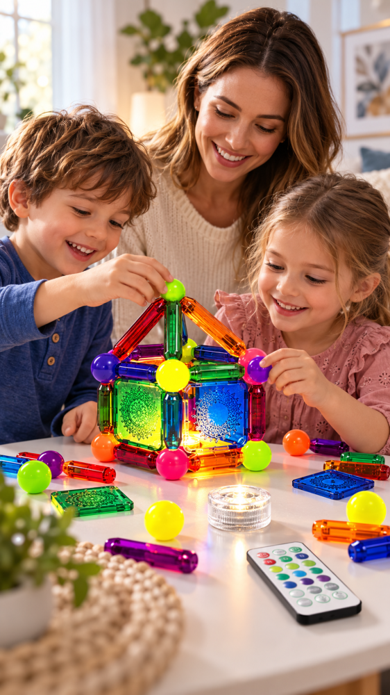 set-cuburi-magnetice-iluminare-telecomanda-54-piese-Bebelul [5]