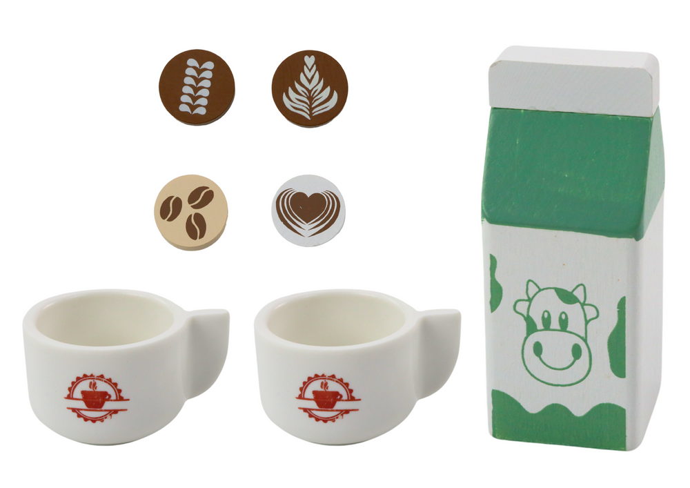Set de cafetiere din lemn, electrocasnice, cești, lapte [3]