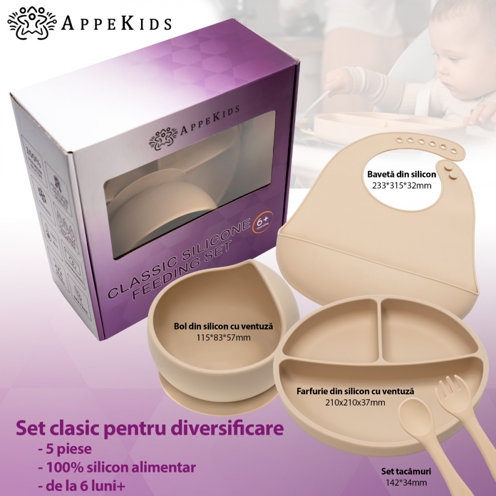 Set Diversificare, AppeKids, 100% Silicon, Classic - Bej [4]