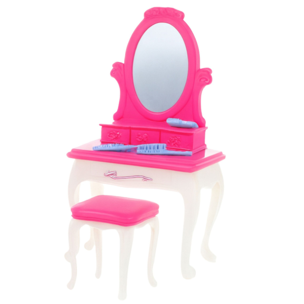 Set Dormitor pentru Papusi cu Pat, Masuta de Toaleta si Scaun [4]