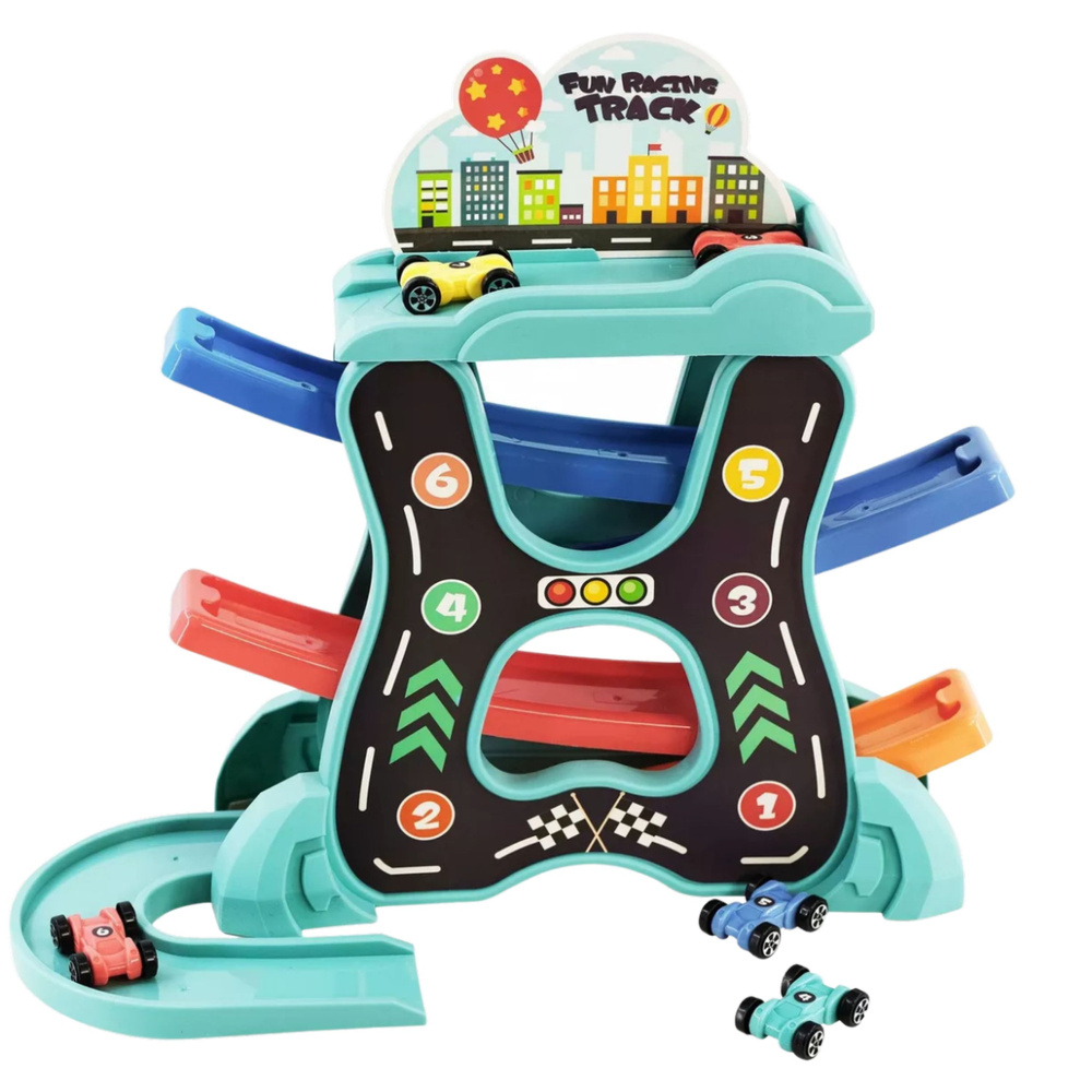 Set educativ pista masini cu tobogan trei niveluri [3]