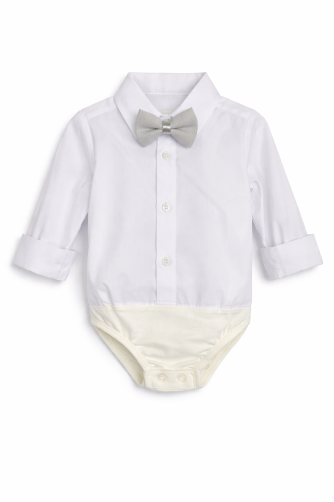 Set elegant baieti body camasa papion bluza si pantaloni gri Concept [4]