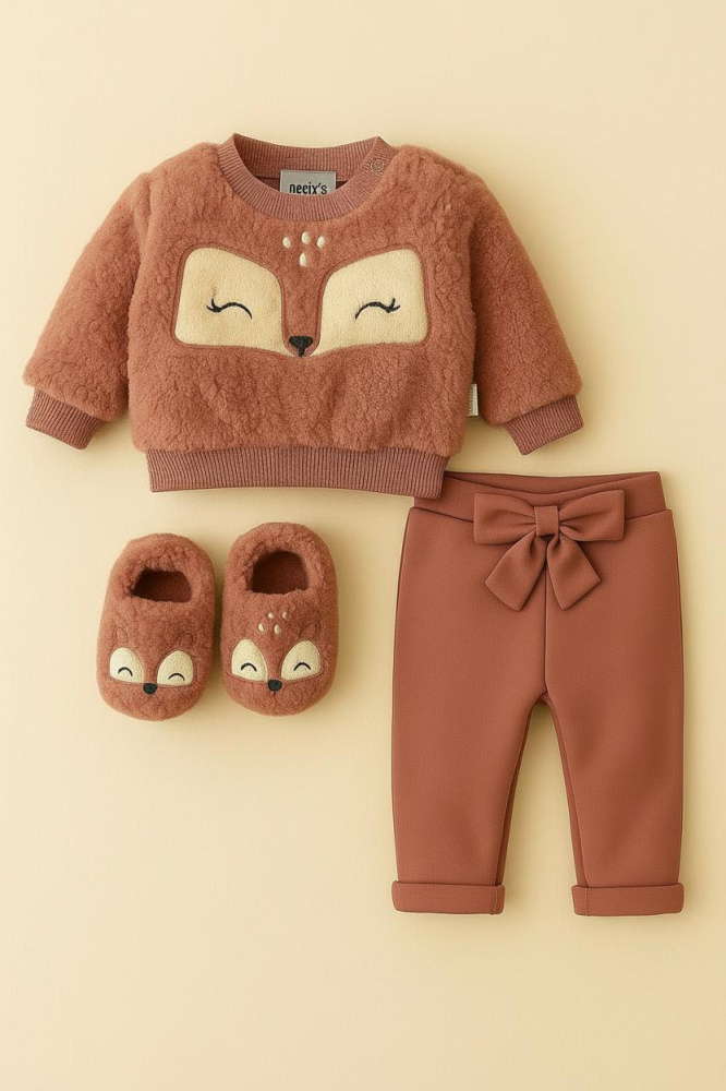 Set fetita 3 piese Welsoft – bluzita, pantaloni si ghetute – material pufos [2]