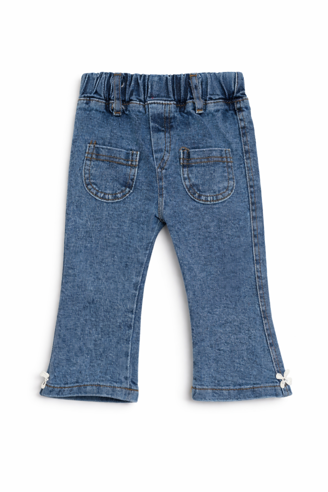 Set fetite 3 piese cu vesta rosie bluzita florala si pantaloni blugi Olix [3]