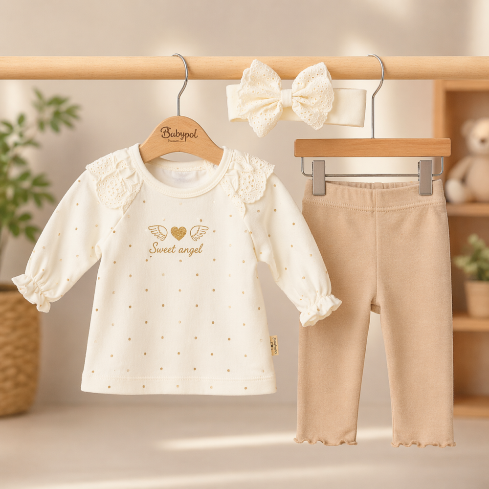 Set fetite Sweet angel cu bluzita pantaloni si bentita [3]