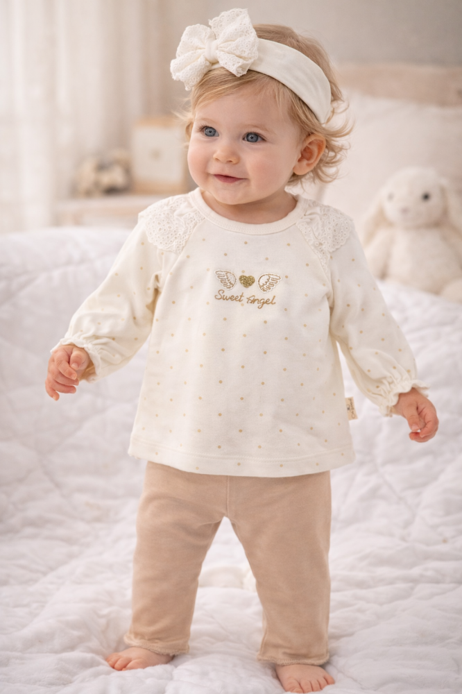 Set fetite Sweet angel cu bluzita pantaloni si bentita [3]